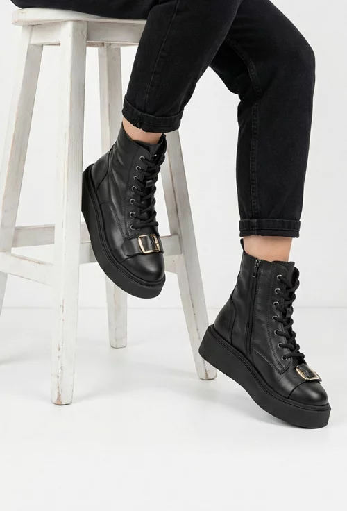 Ghete dama NUR negre din piele naturala