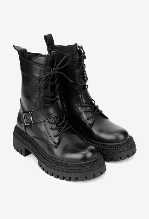 Ghete dama NUR negre din piele naturala