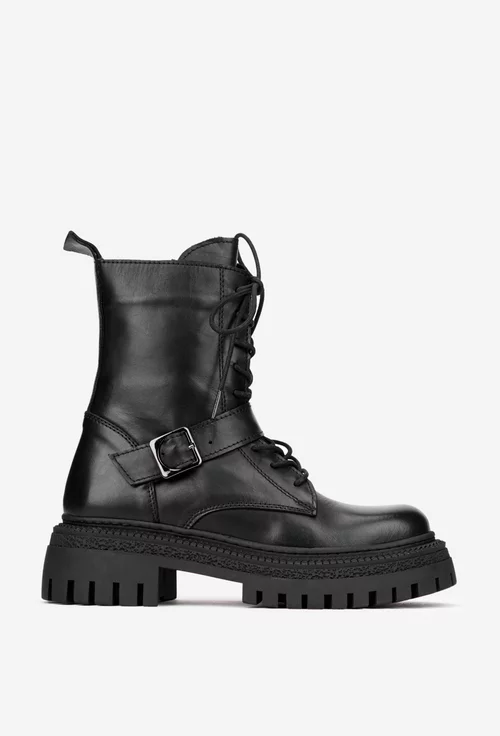 Ghete dama NUR negre din piele naturala