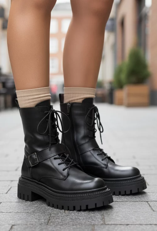 Ghete dama NUR negre din piele naturala