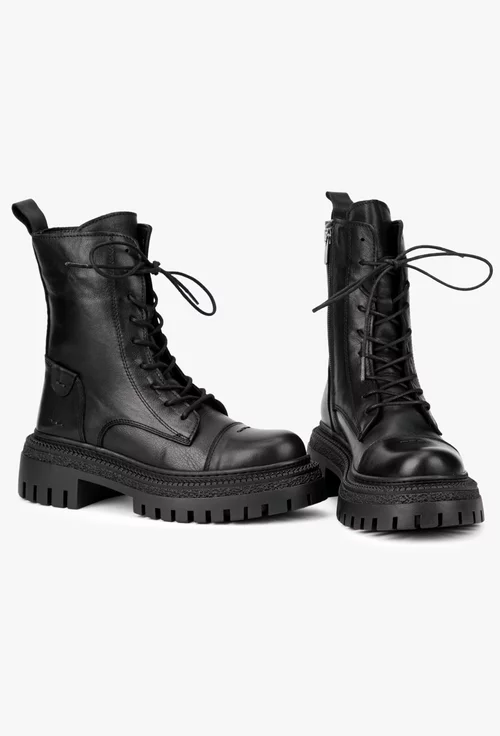 Ghete dama NUR negre din piele naturala