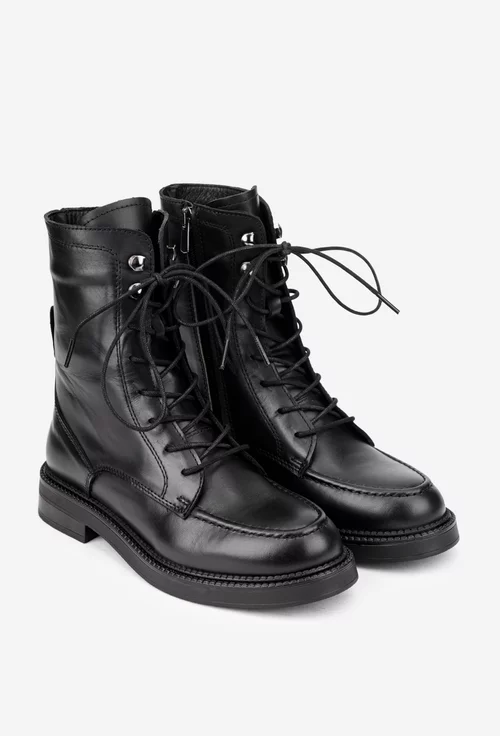 Ghete dama NUR negre din piele naturala