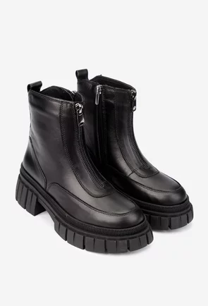 Ghete dama NUR negre din piele naturala