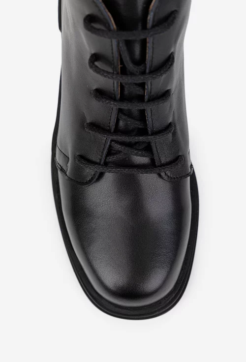 Ghete dama NUR negre din piele naturala cu decupaje laterale