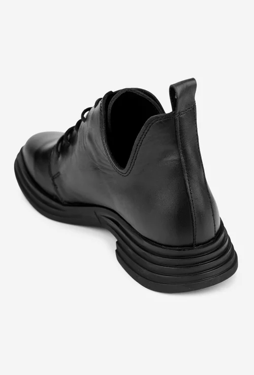 Ghete dama NUR negre din piele naturala cu decupaje laterale