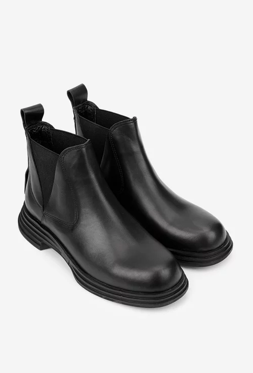 Ghete dama NUR negre din piele naturala si elastic