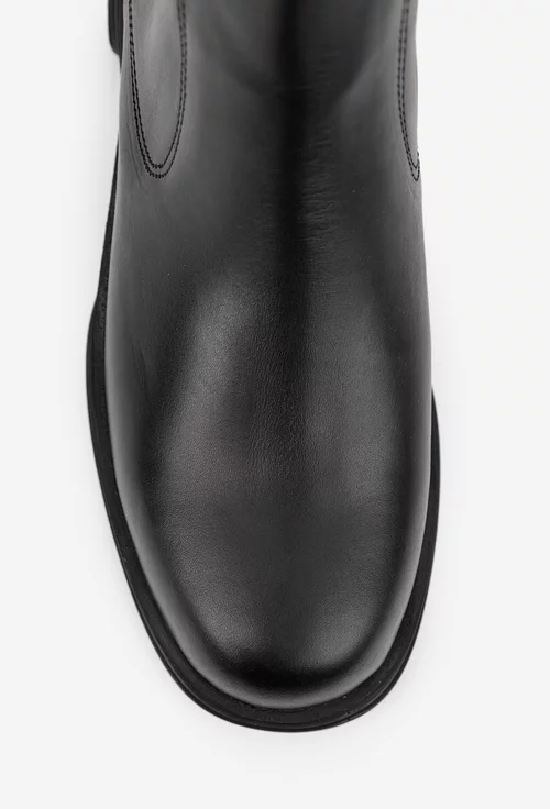 Ghete dama NUR negre din piele naturala si elastic