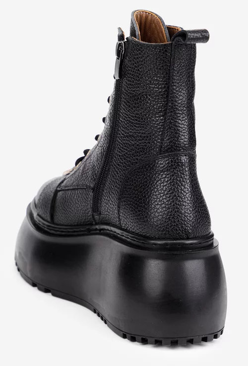 Ghete dama NUR negre din piele texturata