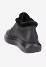 Ghete dama NUR negre din piele texturata cu blanita
