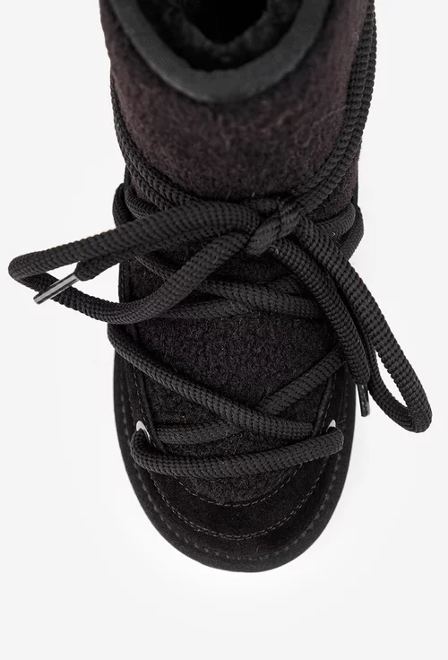 Ghete dama NUR negre imblanite din piele intoarsa si blanita