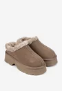 Ghete dama NUR scurte din piele intoarsa taupe