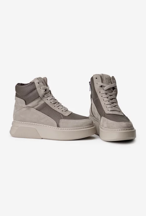 Ghete dama NUR taupe cu bej din piele