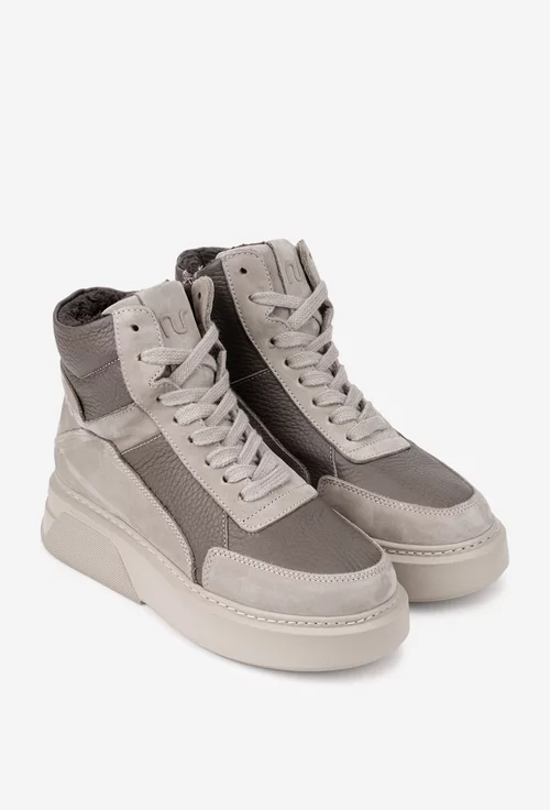 Ghete dama NUR taupe cu bej din piele