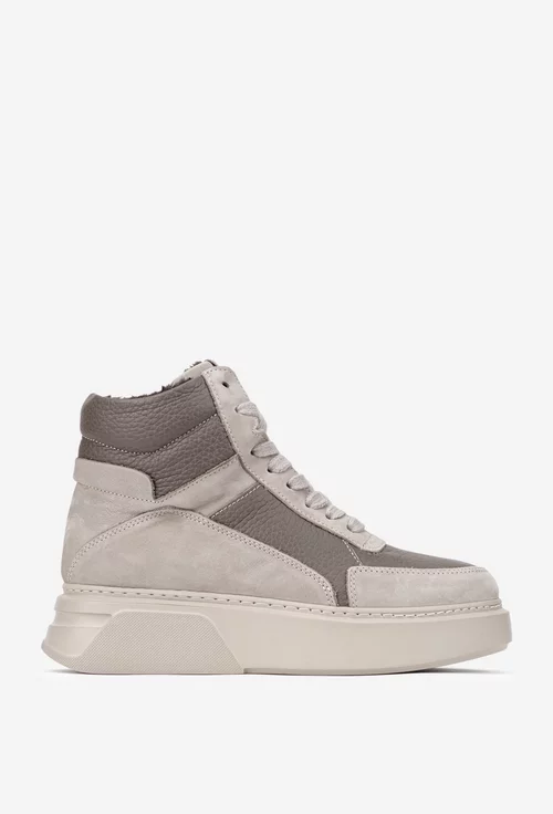 Ghete dama NUR taupe cu bej din piele