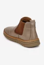 Ghete dama NUR taupe din piele cu elastic in laterale