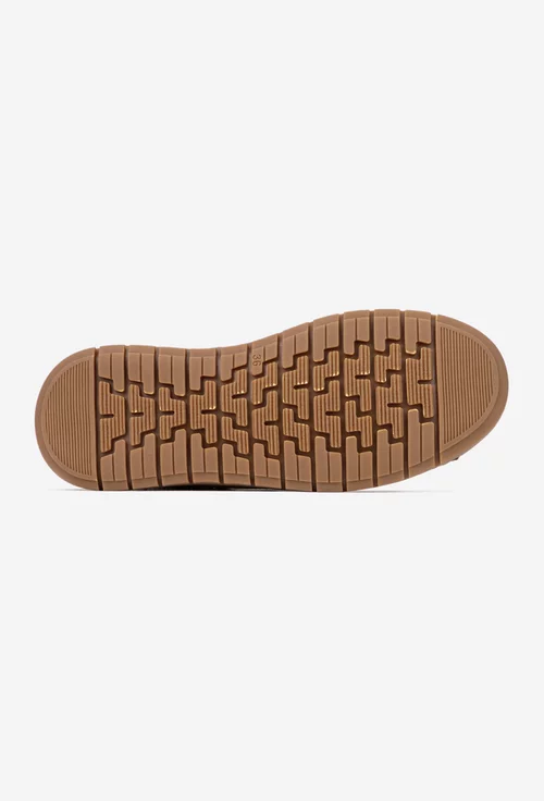 Ghete dama NUR taupe din piele cu elastic in laterale