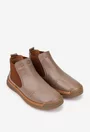 Ghete dama NUR taupe din piele cu elastic in laterale