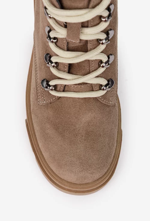 Ghete dama NUR taupe din piele intoarsa