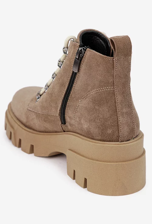 Ghete dama NUR taupe din piele intoarsa