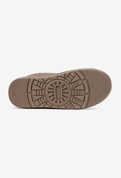 Ghete dama NUR taupe din piele intoarsa cu model