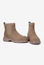 Ghete dama NUR taupe din piele intoarsa si material textil