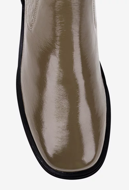 Ghete dama NUR taupe din piele lacuita