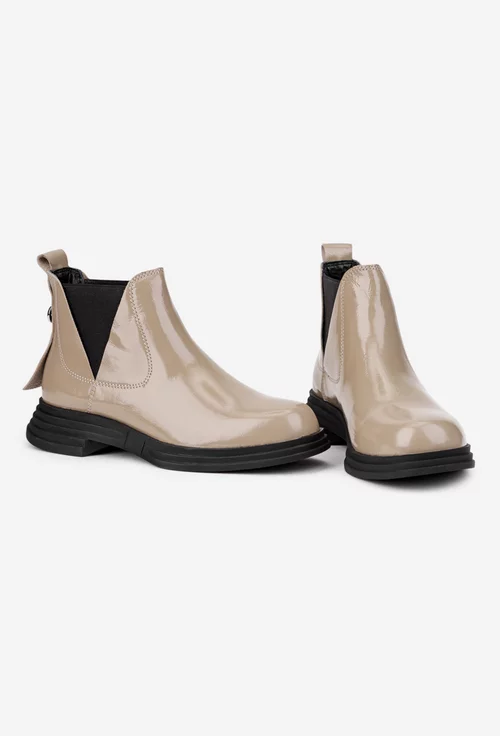 Ghete dama NUR taupe din piele lacuita