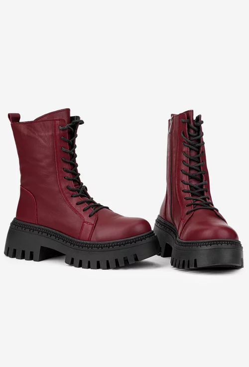 Ghete dama realizate din piele naturala burgundy