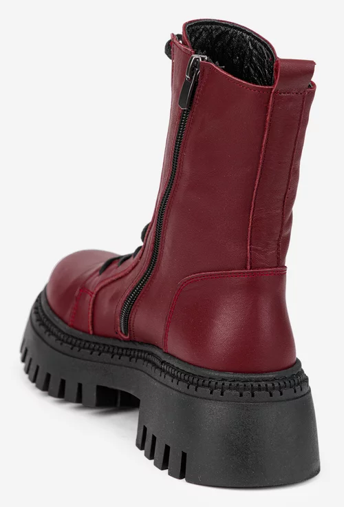 Ghete dama realizate din piele naturala burgundy