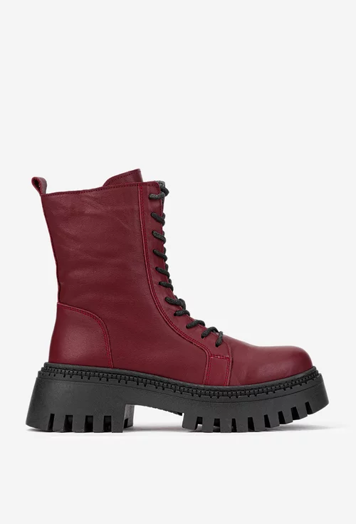 Ghete dama realizate din piele naturala burgundy