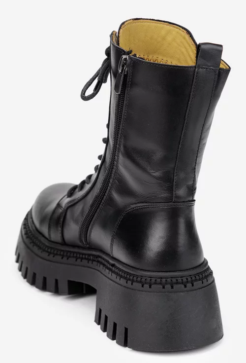 Ghete dama realizate din piele naturala neagra