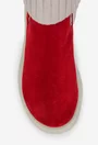 Ghete dama rosii din piele intoarsa si material textil