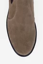 Ghete dama taupe din piele intoarsa prevazute cu elastic in laterale