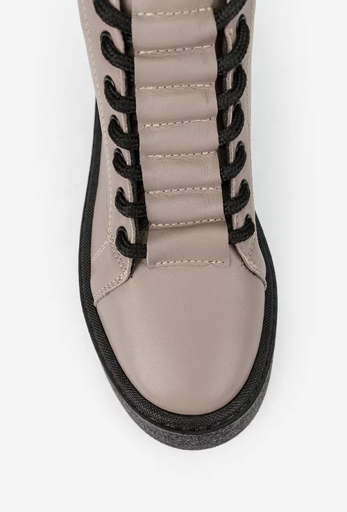 Ghete dama taupe din piele naturala picture - 6