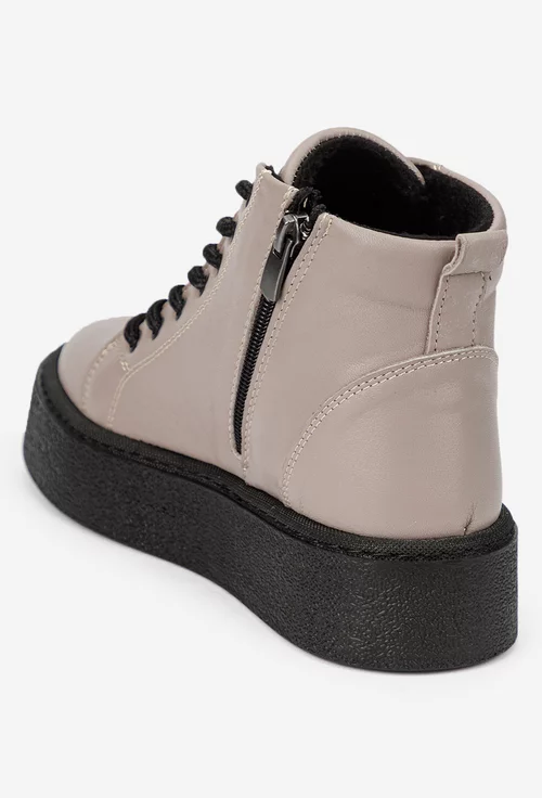 Ghete dama taupe din piele naturala picture - 3