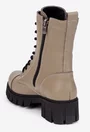Ghete dama taupe din piele naturala texturata