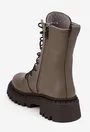 Ghete dama taupe din piele texturata