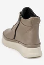 Ghete dama taupe din piele texturata