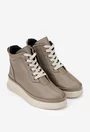 Ghete dama taupe din piele texturata