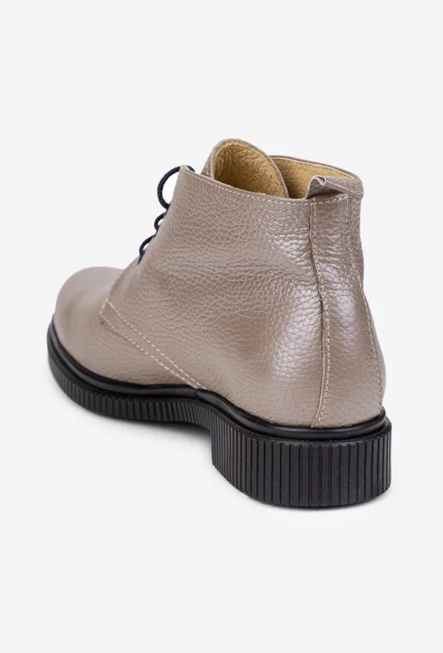 Ghete dama taupe din piele texturata