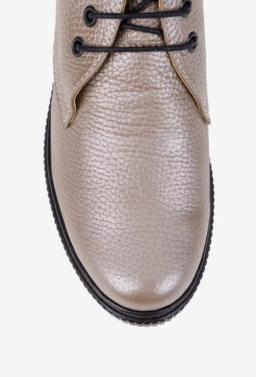 Ghete dama taupe din piele texturata