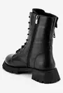 Ghete negre din piele cu fermoar decorativ