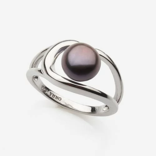 Inel din argint cu perla de cultura neagra  de 8-8.5 mm 74894