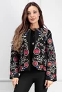 Jacheta neagra cu detalii colorate