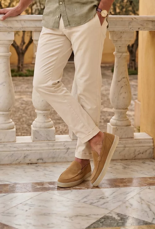 Mocasini barbati bej din piele intoarsa picture - 2