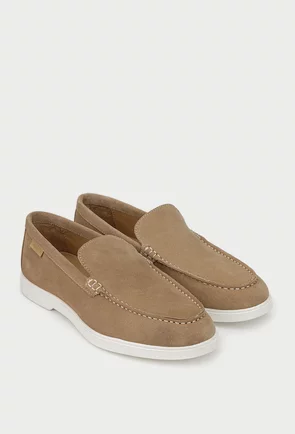 Mocasini barbati din piele intoarsa bej