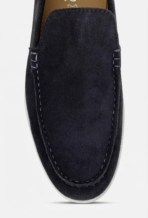 Mocasini barbati din piele intoarsa bleumarin