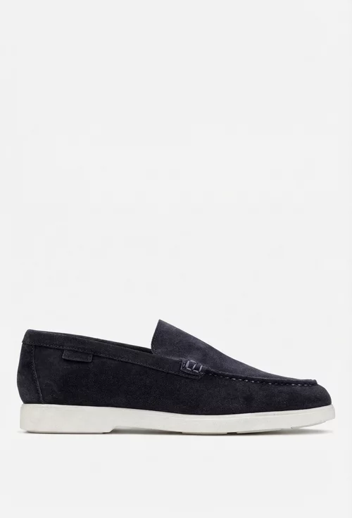 Mocasini barbati din piele intoarsa bleumarin