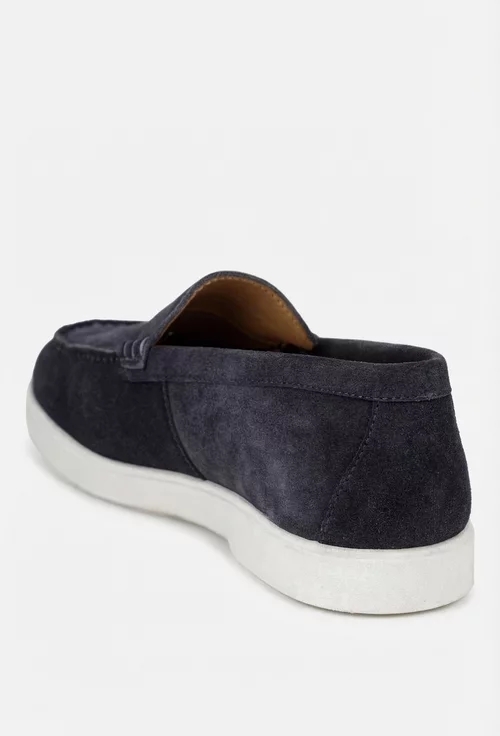 Mocasini barbati din piele intoarsa bleumarin