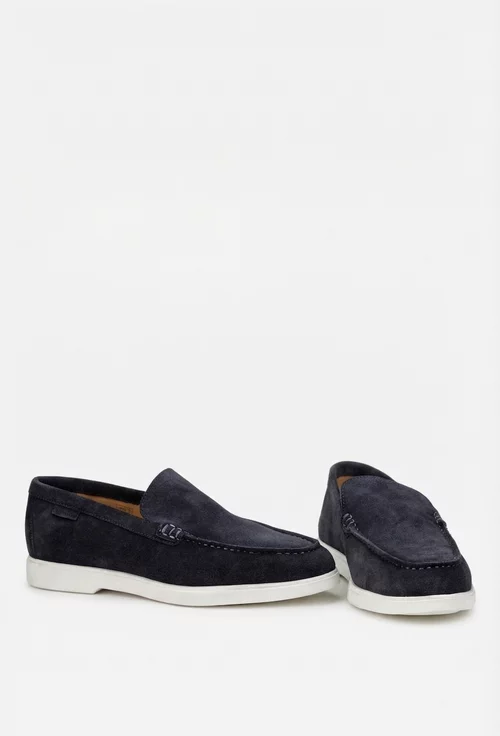 Mocasini barbati din piele intoarsa bleumarin